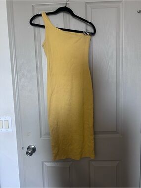 Nine West One-Shoulder Sunflower Yellow Bodycon Dress